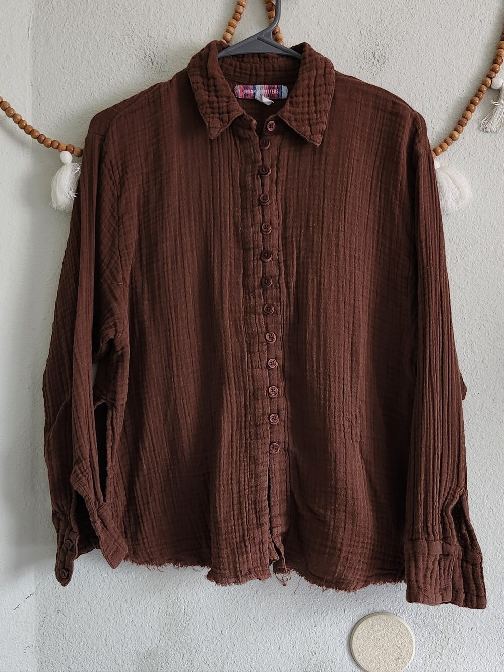 Urban Outfitters Brown Gauzy Button Down Top